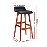 Artiss 2x Bar Stools Wooden Stool Black