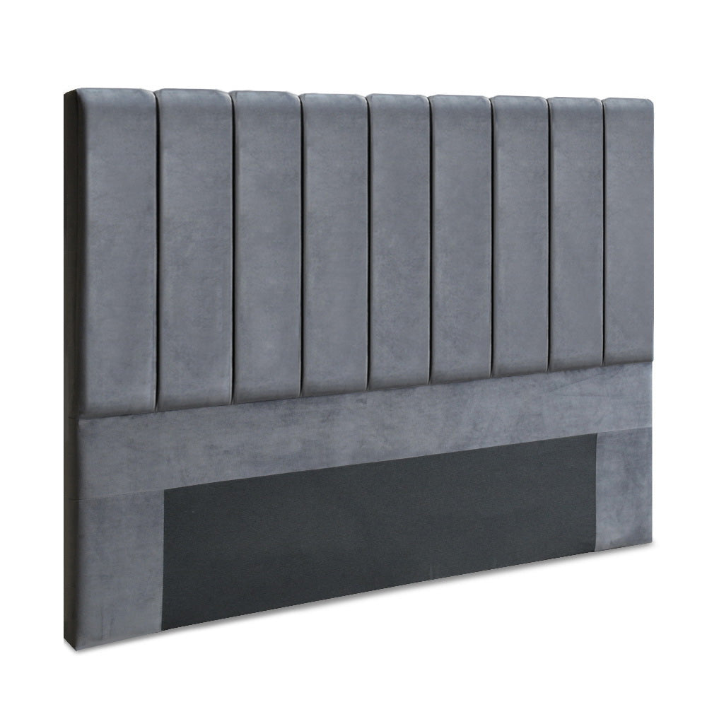 Headboards: Artiss Bed Head Headboard King Velvet - VELA Grey