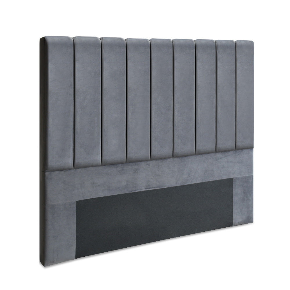 Headboards: Artiss Bed Head Headboard Queen Velvet - VELA Grey