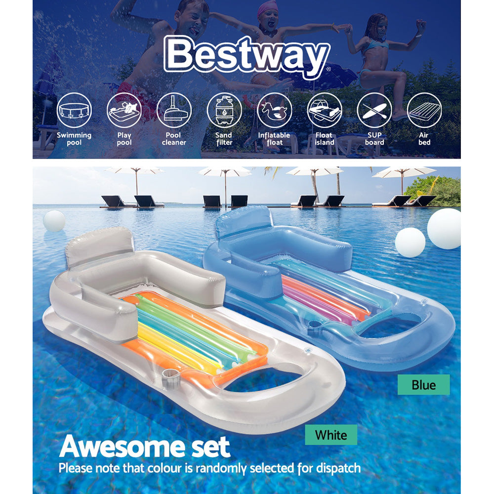 Pool Toys & Inflatables: Bestway Pool Float Inflatable Lounge Seat Pillow Bed Cup Holder