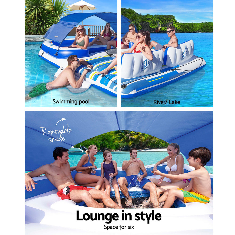 Pool Toys & Inflatables: Bestway Pool Float Island Inflatable Lounge 6-person Seat Canopy