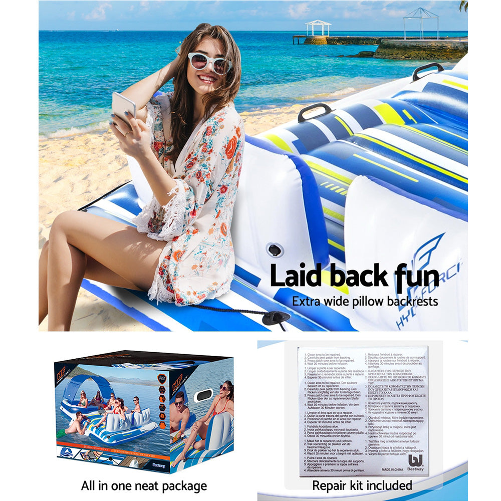Pool Toys & Inflatables: Bestway Pool Float Island Inflatable Lounge 6-person Seat Canopy