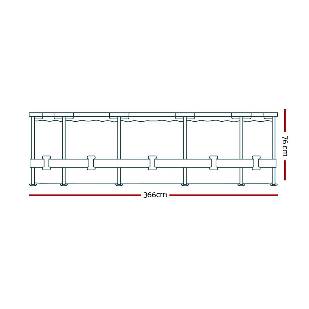 Swimming Pools: Bestway Swimming Pool 366x76cm Steel Frame Round Above Ground Pools w/ Filter Pump 6473L