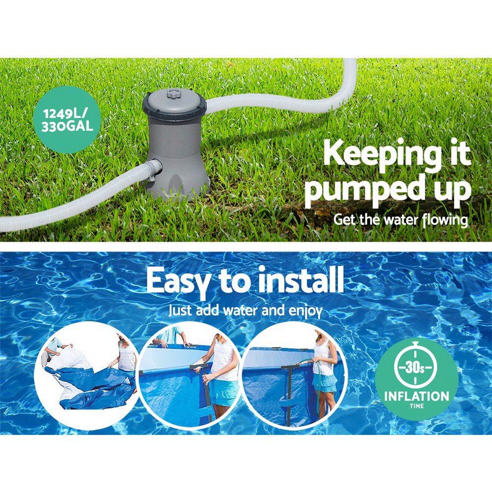 Swimming Pools: Bestway Swimming Pool 366x76cm Steel Frame Round Above Ground Pools w/ Filter Pump 6473L