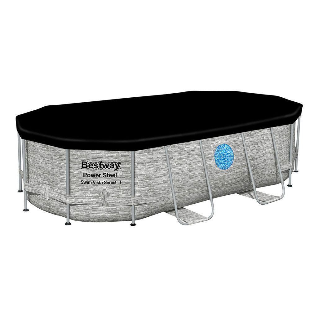 Swimming Pools: Bestway Swimming Pool 427x250x100cm Steel Frame Above Ground Pools Filter Pump Ladder 7250L