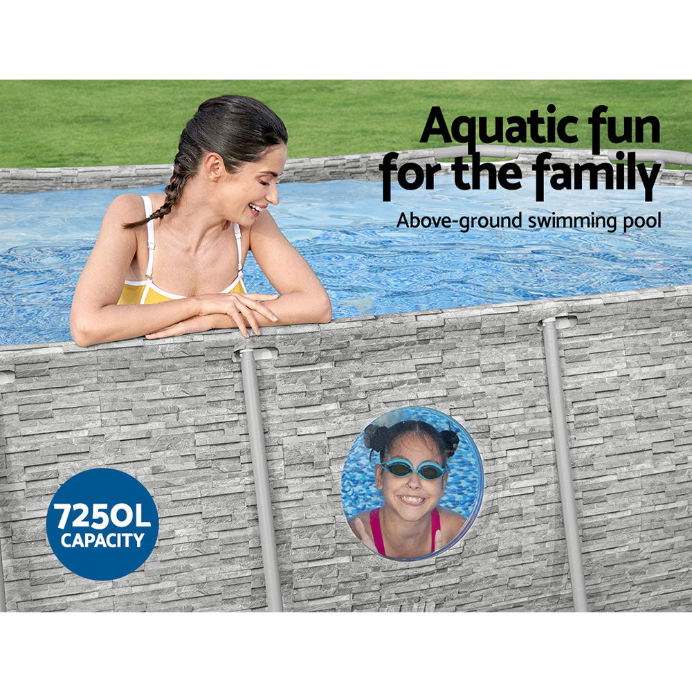 Swimming Pools: Bestway Swimming Pool 427x250x100cm Steel Frame Above Ground Pools Filter Pump Ladder 7250L
