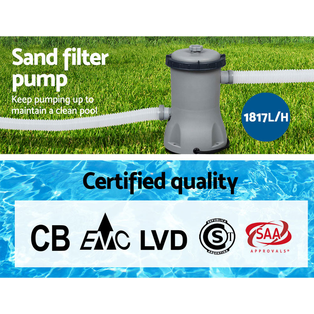 Swimming Pools: Bestway Swimming Pool 427x250x100cm Steel Frame Above Ground Pools Filter Pump Ladder 7250L