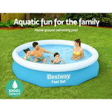 Bestway Swimming Pool 305x66cm Above Ground Round Inflatable Pools w/ Filter Pump 3200L