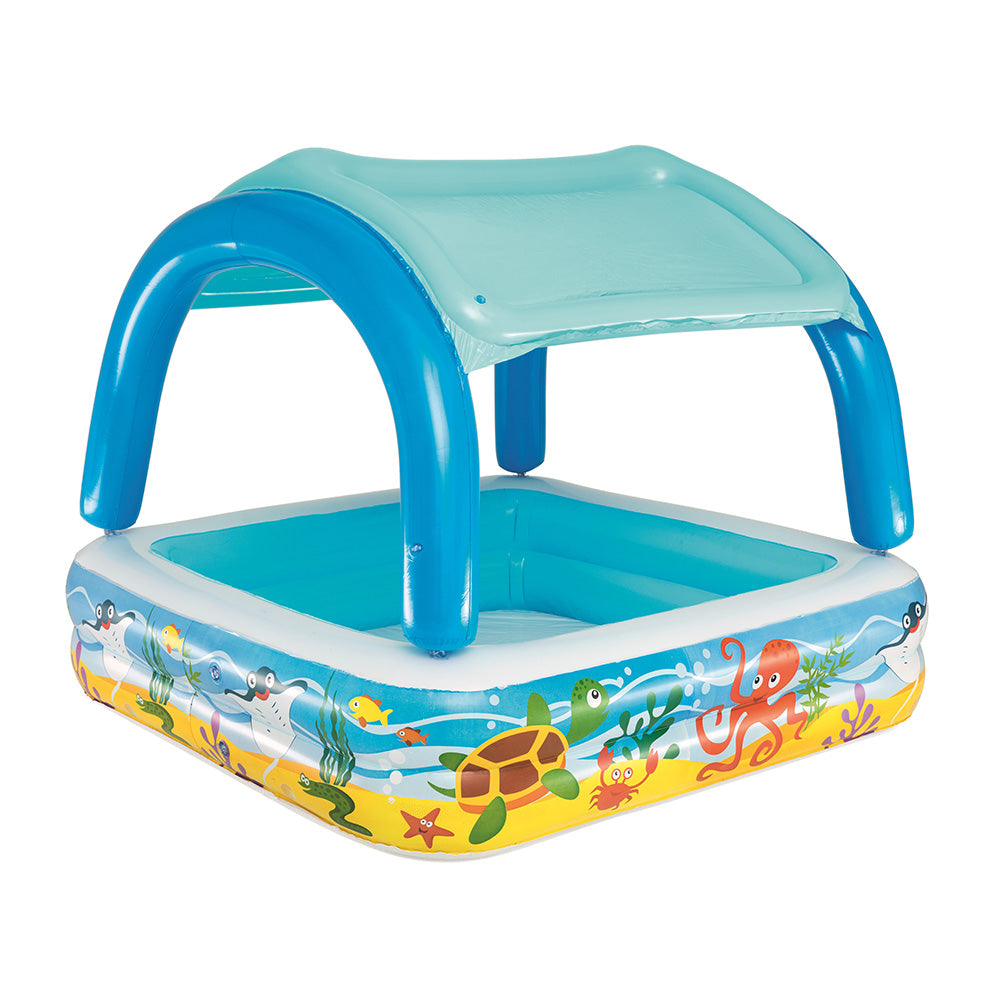 Swimming Pools: Bestway Kids Pool 140x140x114cm Inflatable Swimming w/ Canopy Play Pools 265L