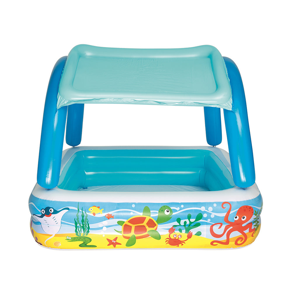 Swimming Pools: Bestway Kids Pool 140x140x114cm Inflatable Swimming w/ Canopy Play Pools 265L