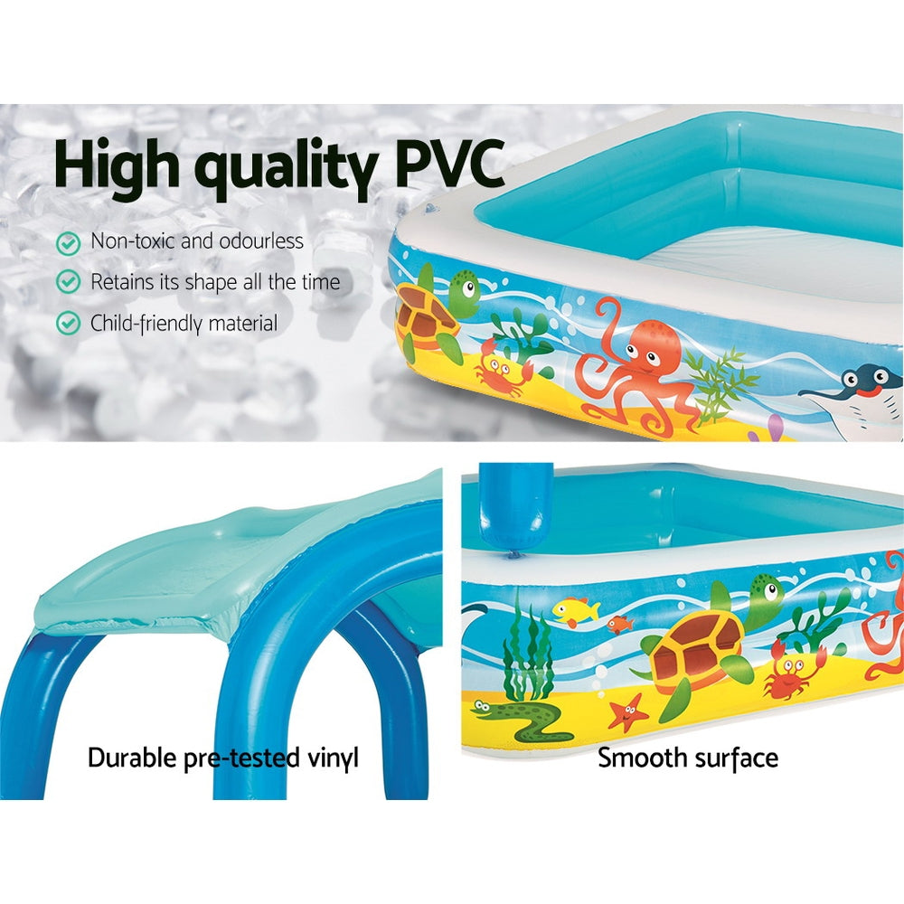 Swimming Pools: Bestway Kids Pool 140x140x114cm Inflatable Swimming w/ Canopy Play Pools 265L
