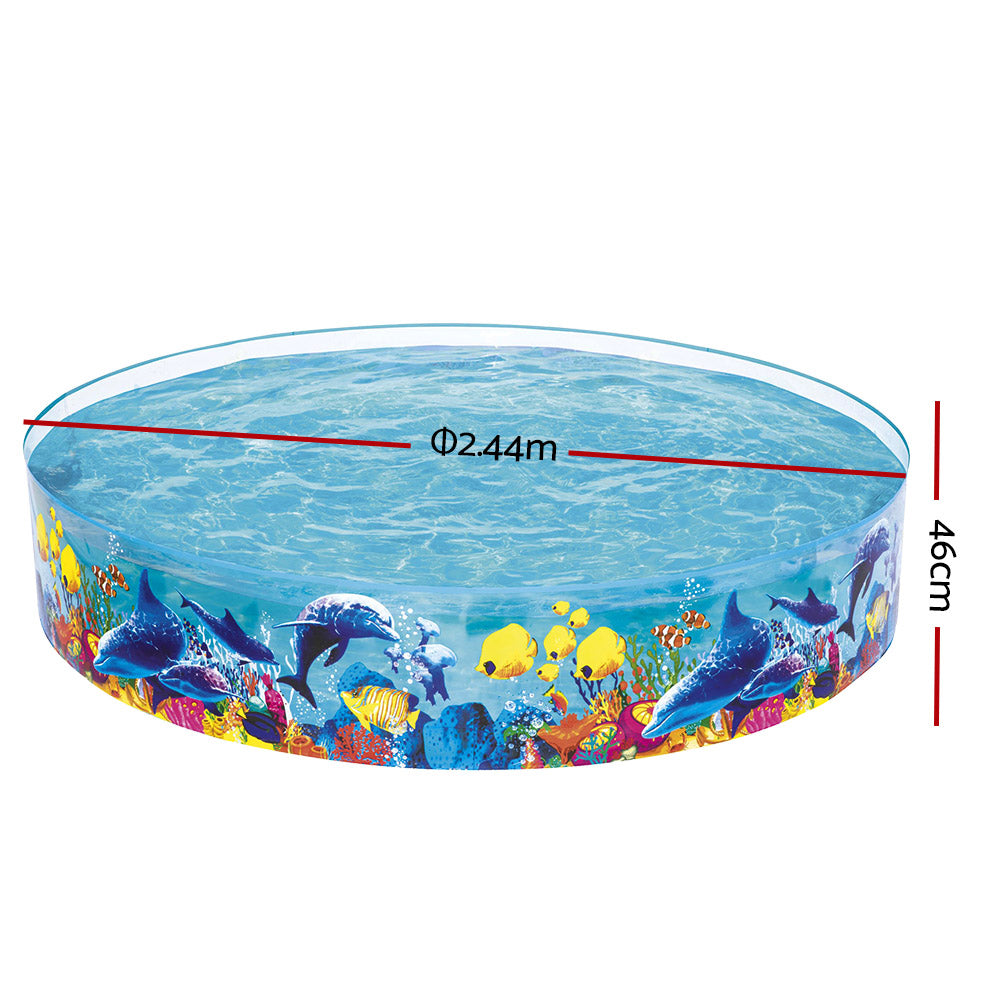 Swimming Pools: Bestway Kids Pool 244x46cm Round Above Ground Rigid Swimming Pools Undersea 2074L