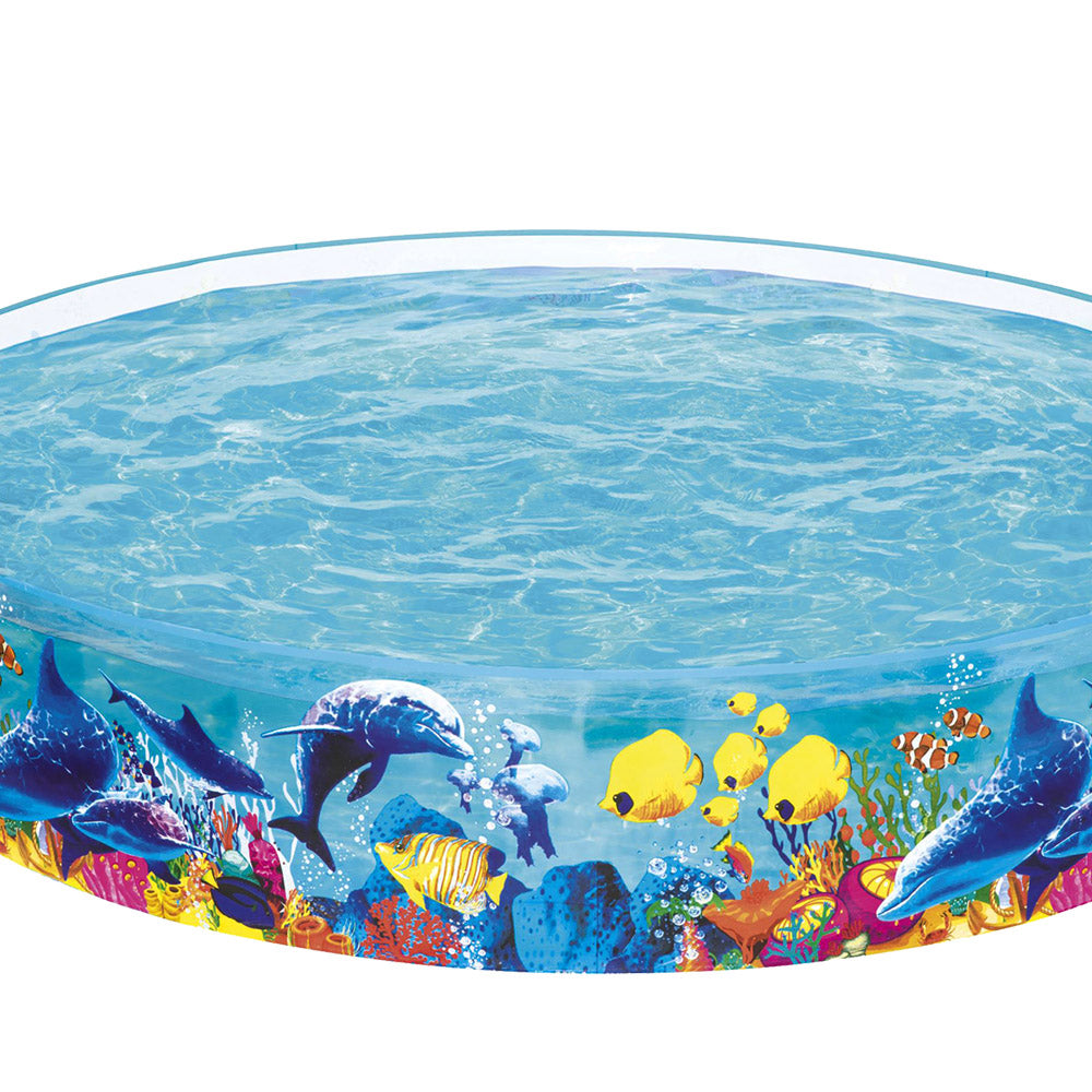 Swimming Pools: Bestway Kids Pool 244x46cm Round Above Ground Rigid Swimming Pools Undersea 2074L