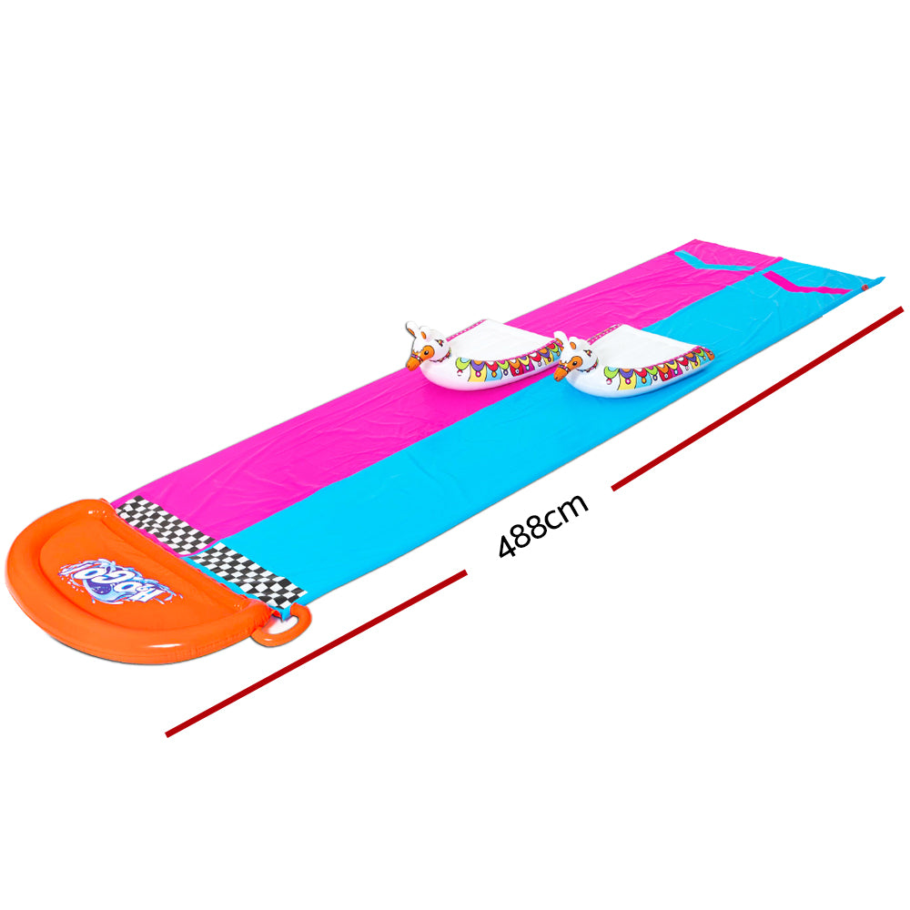 Pool Toys & Inflatables: Bestway Water Slide Slip Kids 488cm Dual Slides Splash Pad