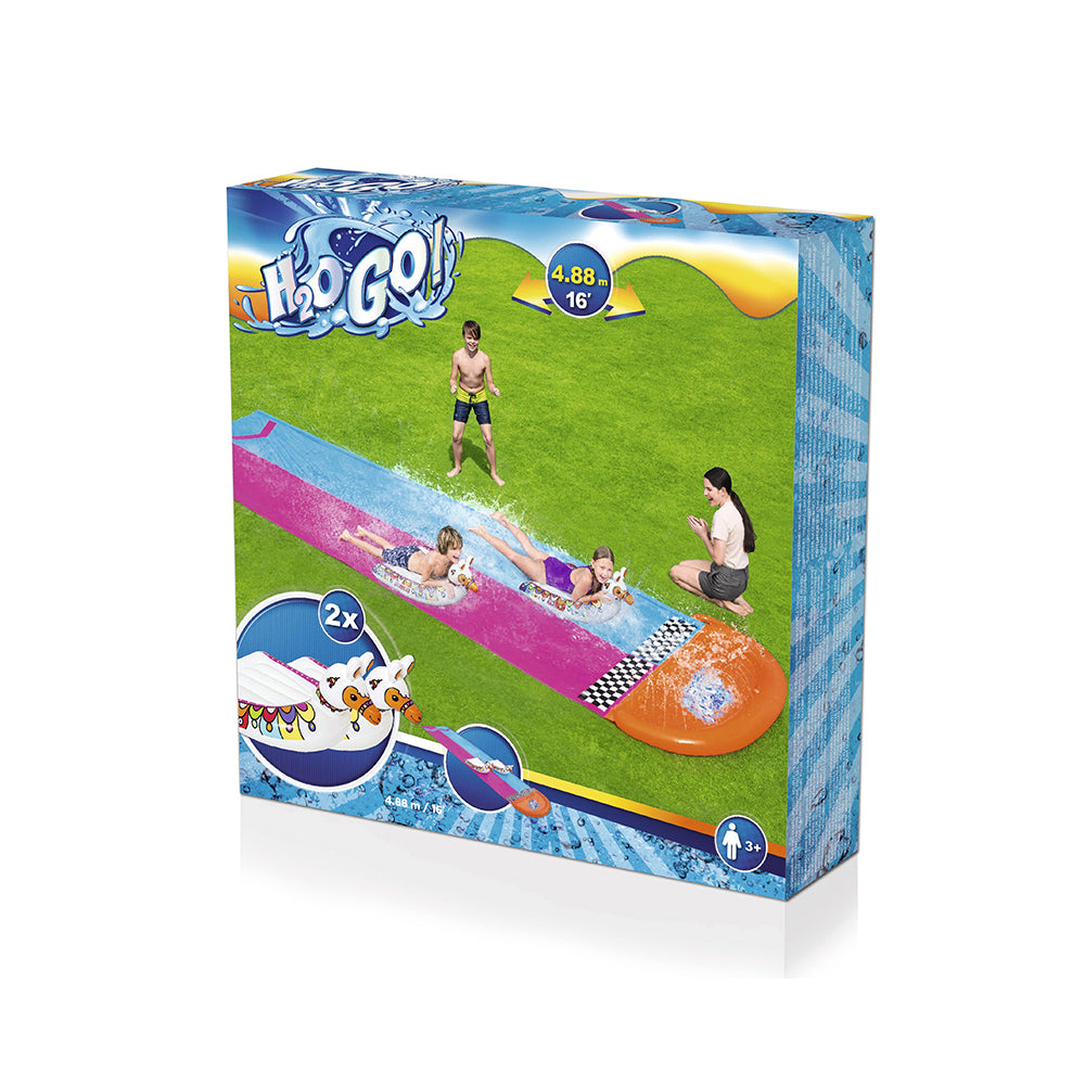 Pool Toys & Inflatables: Bestway Water Slide Slip Kids 488cm Dual Slides Splash Pad