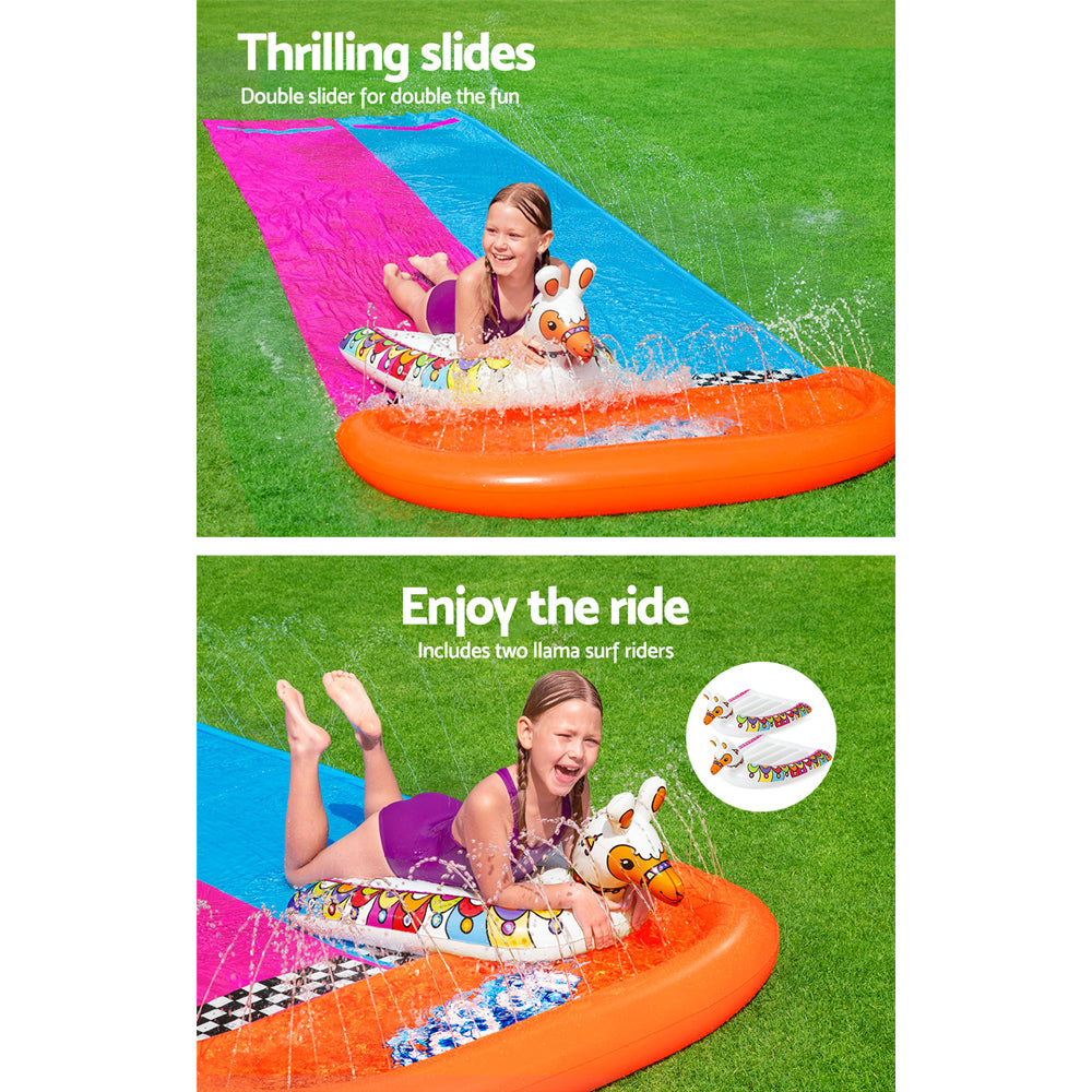 Pool Toys & Inflatables: Bestway Water Slide Slip Kids 488cm Dual Slides Splash Pad