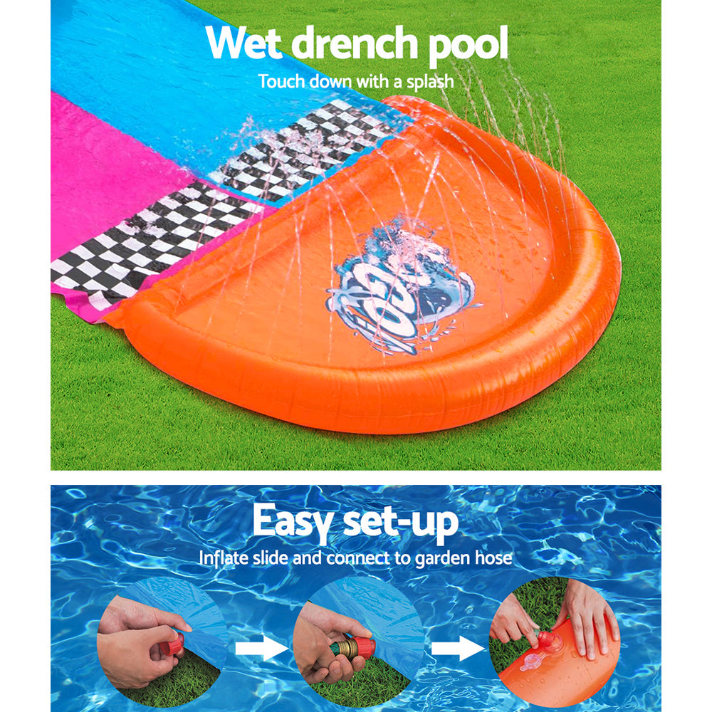 Pool Toys & Inflatables: Bestway Water Slide Slip Kids 488cm Dual Slides Splash Pad