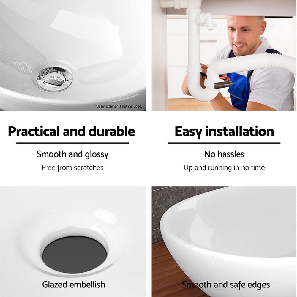 Sinks: Cefito Bathroom Basin Ceramic Vanity Sink Hand Wash Bowl 41x34cm