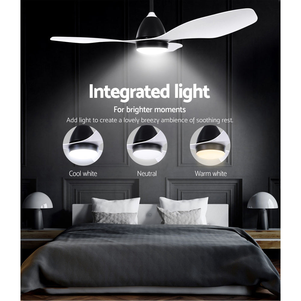 Ceiling Fans: Devanti 48'' Ceiling Fan DC Motor w/Light w/Remote - White