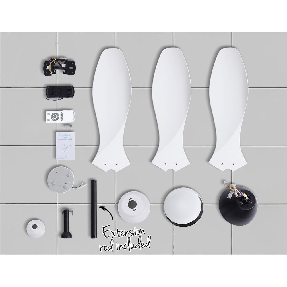 Ceiling Fans: Devanti 48'' Ceiling Fan DC Motor w/Light w/Remote - White