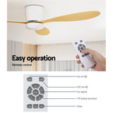 Devanti 52'' Ceiling Fan DC Motor w/Light w/Remote - Light Wood