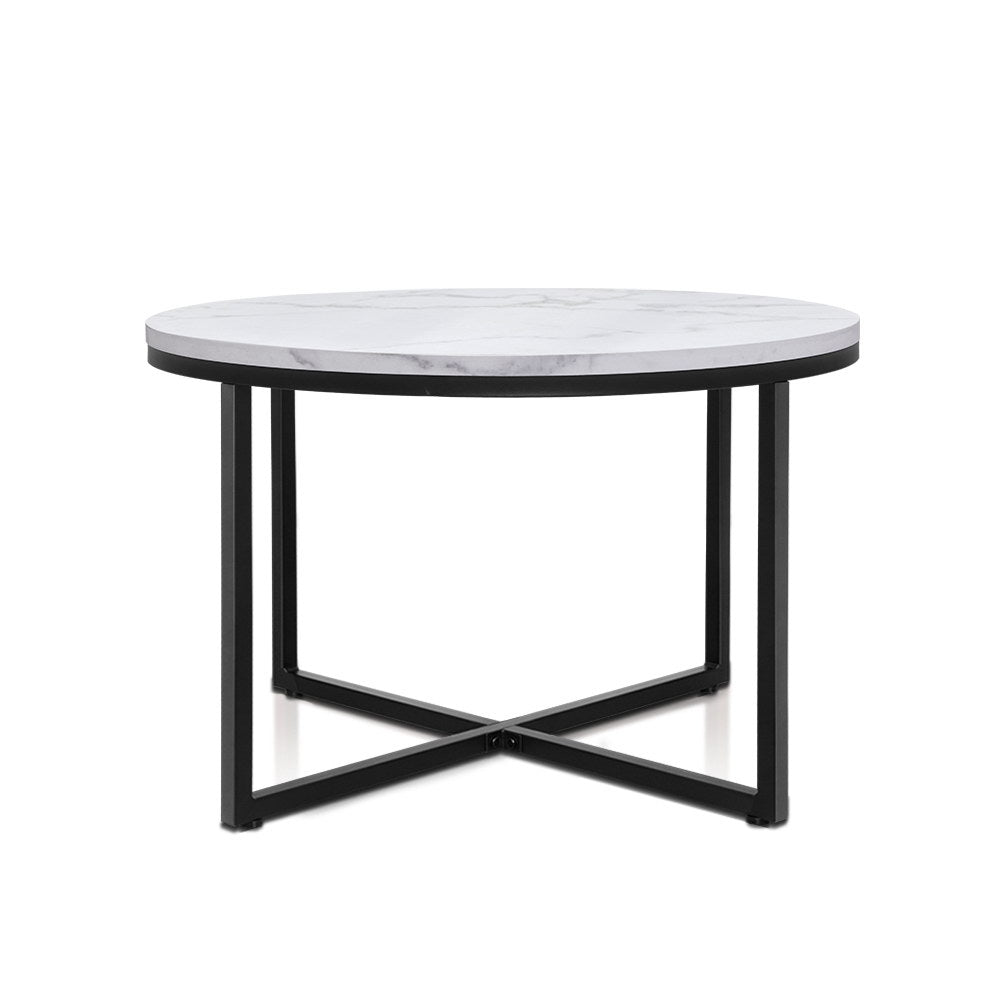 Coffee Tables: Artiss Coffee Table Round 70CM Marbel Effect