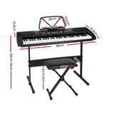Alpha 61 Keys Electronic Piano Keyboard Digital Electric w/ Stand Stool Black