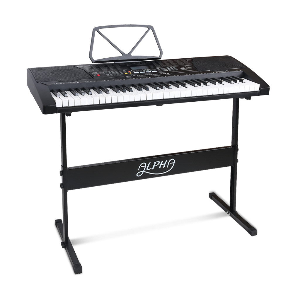 Musical Keyboards: Alpha 61 Keys Electronic Piano Keyboard Digital Electric w/ Stand Lighted Black