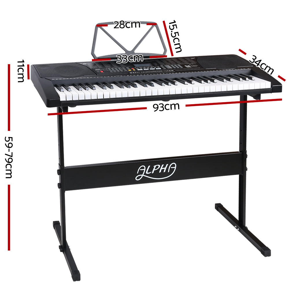Musical Keyboards: Alpha 61 Keys Electronic Piano Keyboard Digital Electric w/ Stand Lighted Black