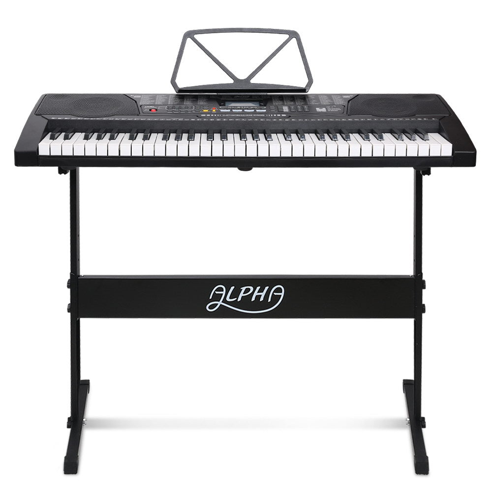 Musical Keyboards: Alpha 61 Keys Electronic Piano Keyboard Digital Electric w/ Stand Lighted Black