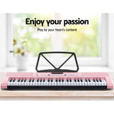 Alpha 61 Keys Electronic Piano Keyboard Digital Electric w/ Stand Stool Pink