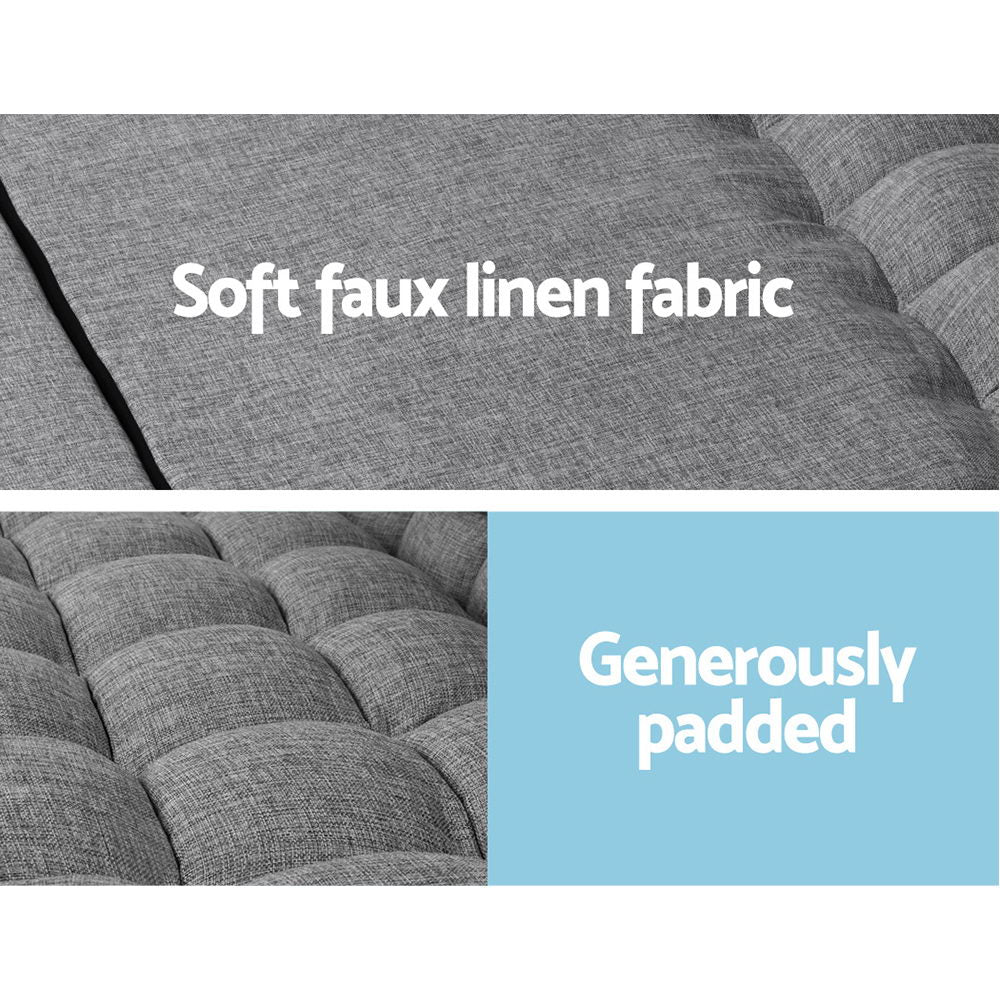 Arm Chairs & Recliners: Artiss Floor Lounge Sofa Bed 2-seater Grey Fabric