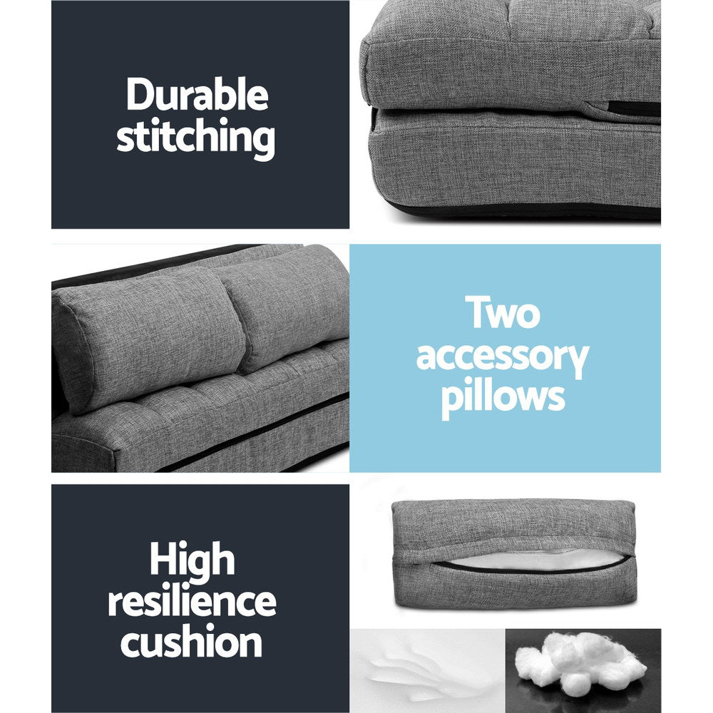 Arm Chairs & Recliners: Artiss Floor Lounge Sofa Bed 2-seater Grey Fabric