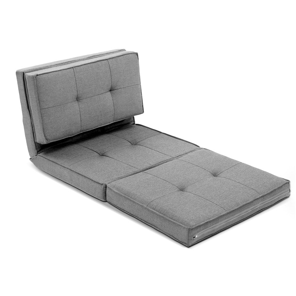 Sofas & Sofa Beds: Artiss Floor Lounge Single Sofa Bed Grey Fabric