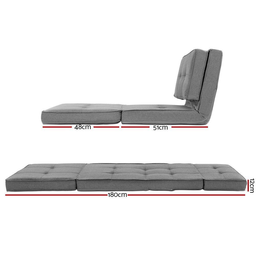 Sofas & Sofa Beds: Artiss Floor Lounge Single Sofa Bed Grey Fabric