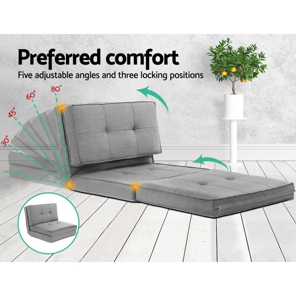 Sofas & Sofa Beds: Artiss Floor Lounge Single Sofa Bed Grey Fabric