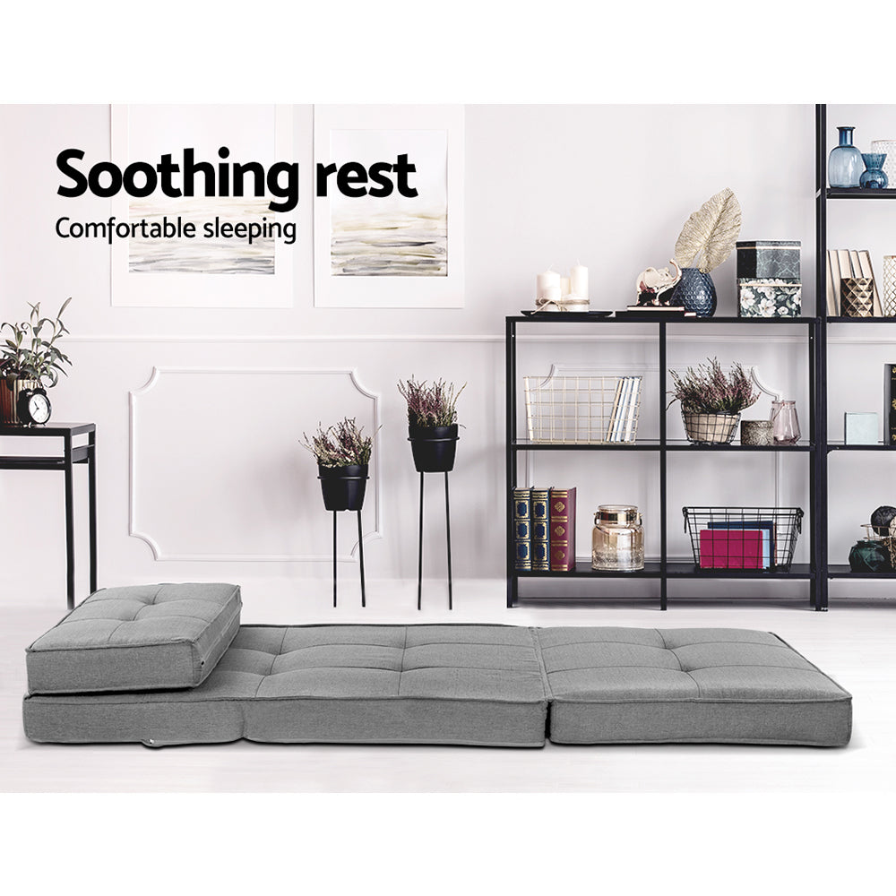 Sofas & Sofa Beds: Artiss Floor Lounge Single Sofa Bed Grey Fabric