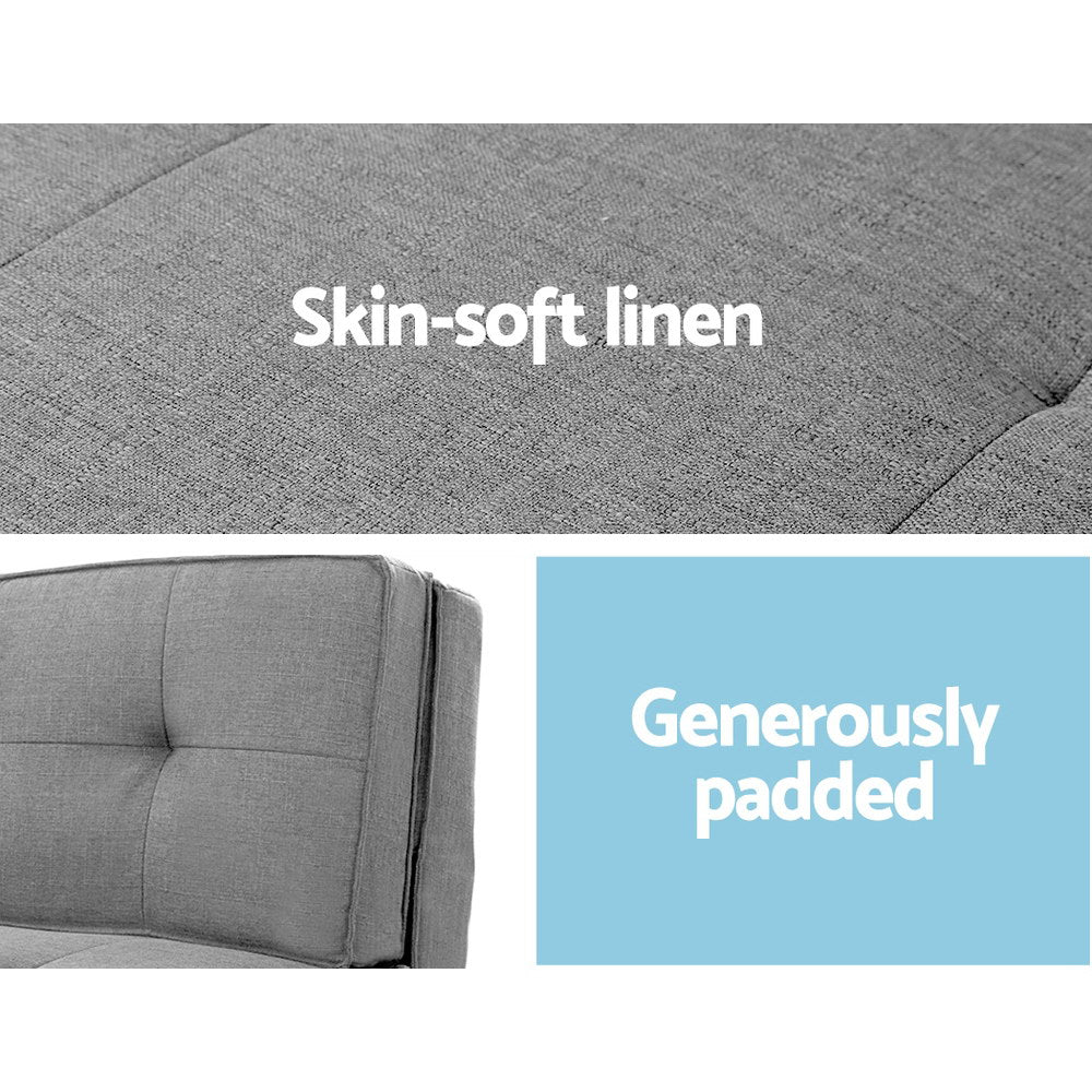 Sofas & Sofa Beds: Artiss Floor Lounge Single Sofa Bed Grey Fabric