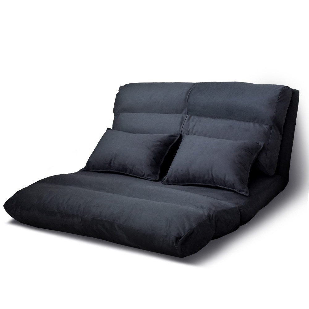Sofas & Sofa Beds: Artiss Floor Lounge Sofa Bed 2-seater Charcoal Suede