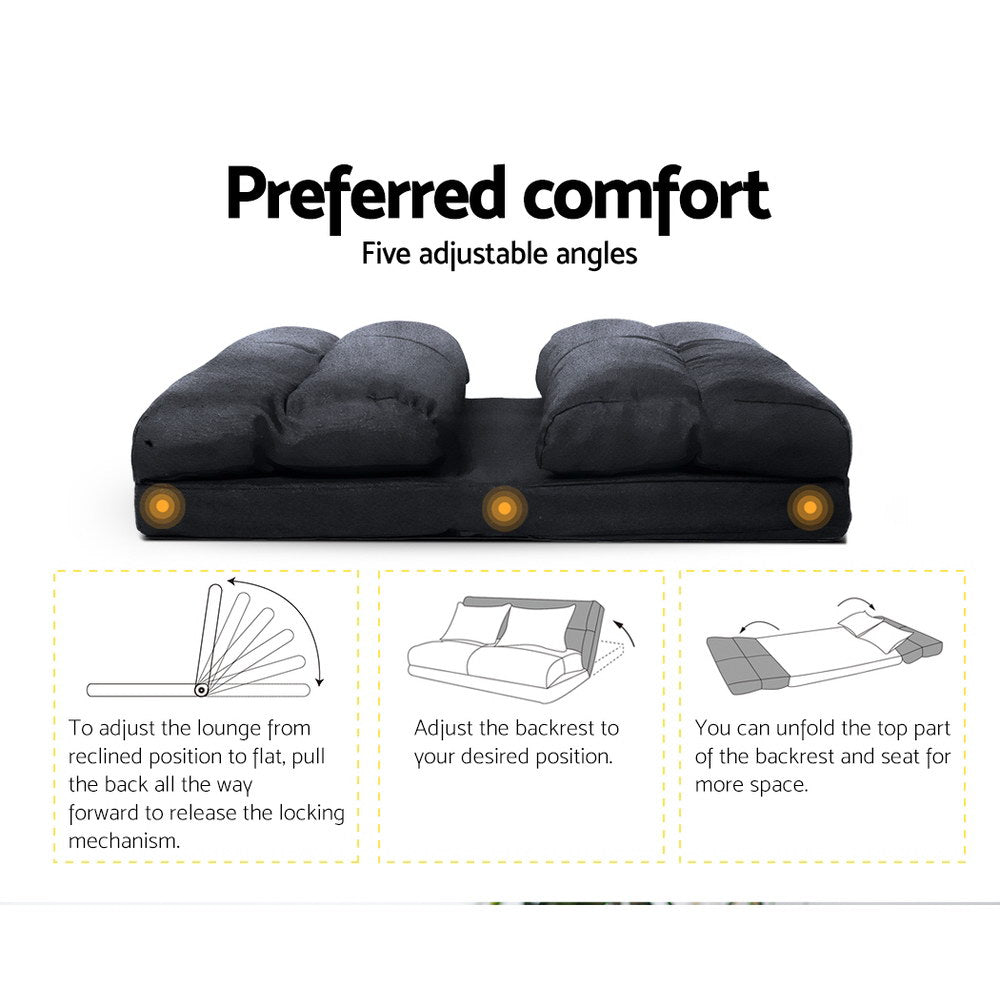 Sofas & Sofa Beds: Artiss Floor Lounge Sofa Bed 2-seater Charcoal Suede