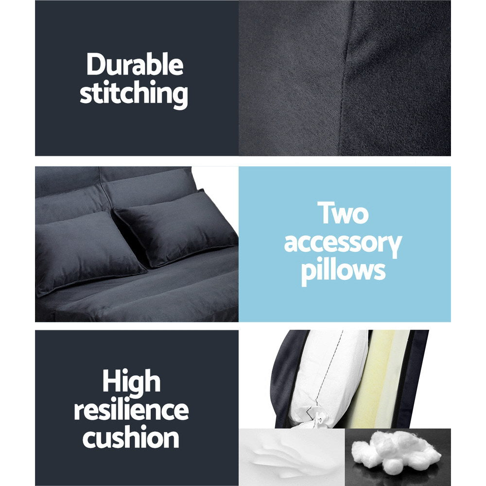 Sofas & Sofa Beds: Artiss Floor Lounge Sofa Bed 2-seater Charcoal Suede