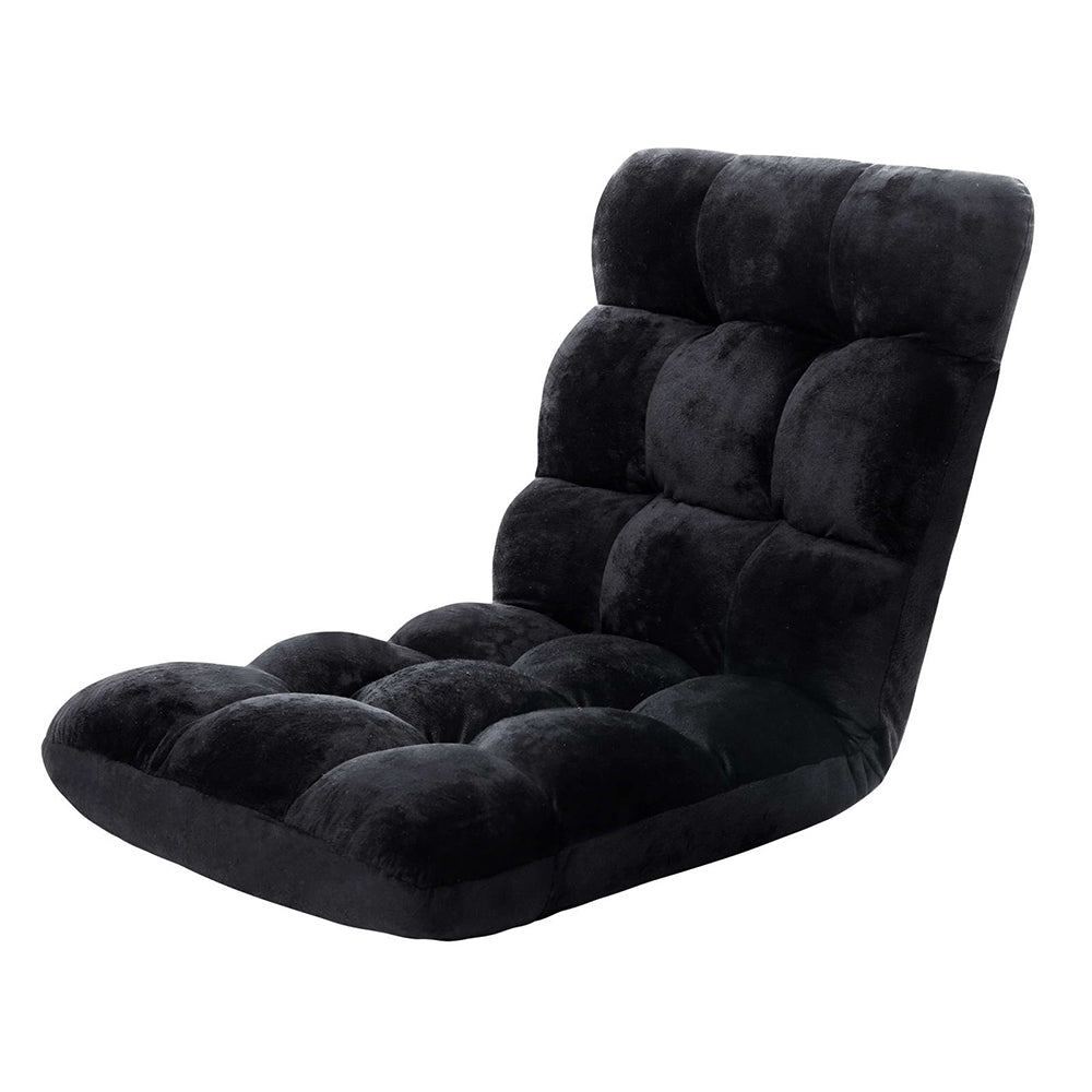 Arm Chairs & Recliners: Artiss Floor Lounge Sofa Bed Flannel Fabric Black