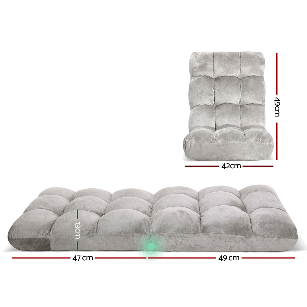 Arm Chairs & Recliners: Artiss Lounge Sofa Bed Flannel Fabric Grey