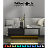 Artiss Coffee Table Led Lights Black