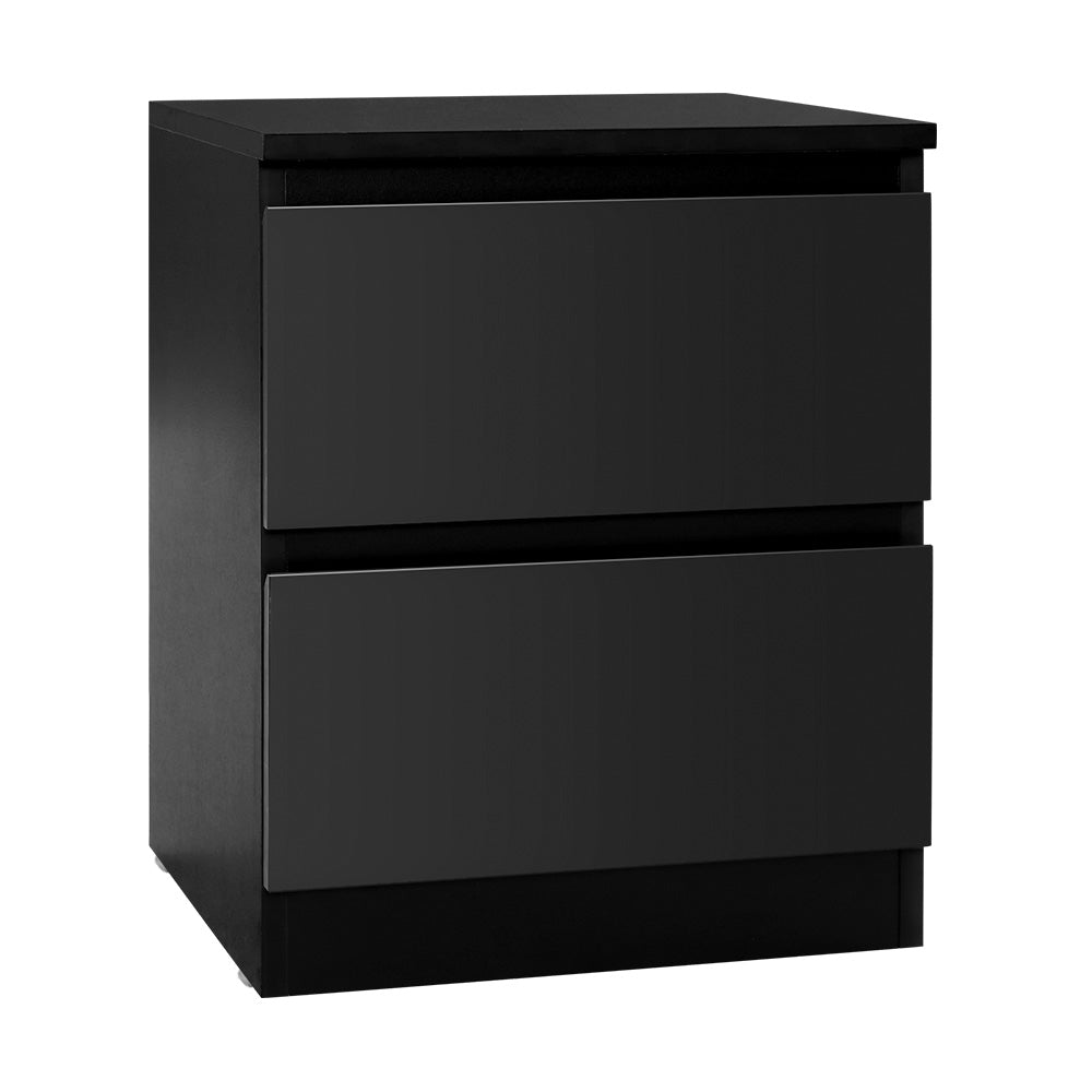 Bedside Tables: Artiss Bedside Table 2 Drawers - PEPE Black