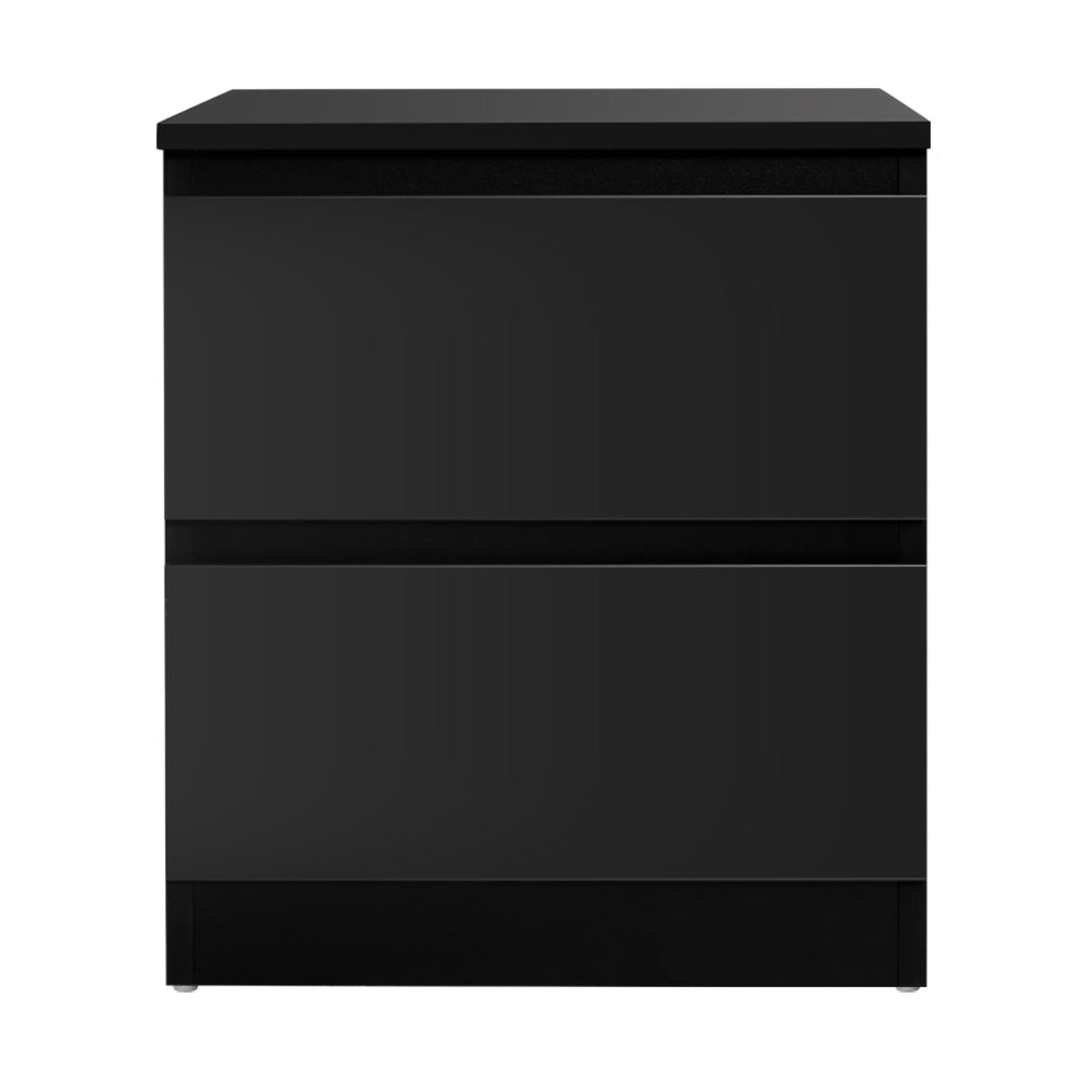 Bedside Tables: Artiss Bedside Table 2 Drawers - PEPE Black