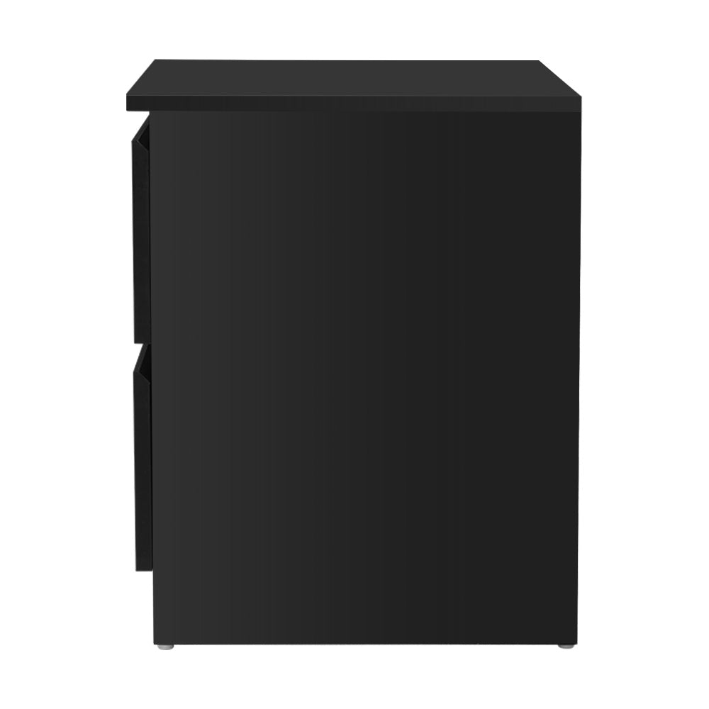 Bedside Tables: Artiss Bedside Table 2 Drawers - PEPE Black