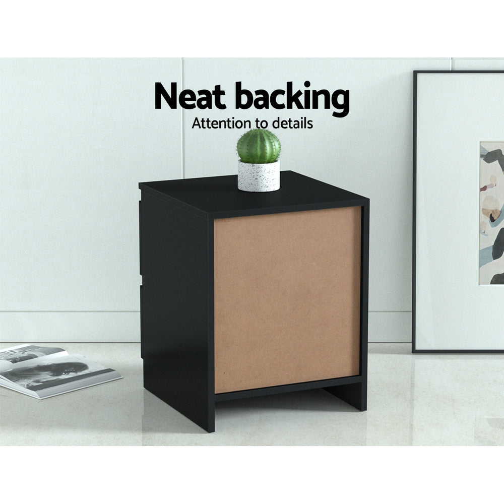Bedside Tables: Artiss Bedside Table 2 Drawers - PEPE Black
