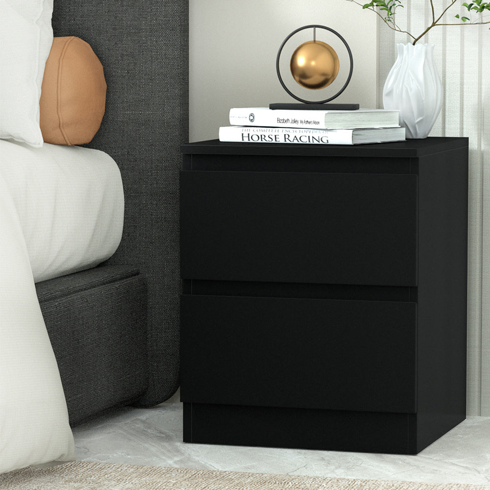 Bedside Tables: Artiss Bedside Table 2 Drawers - PEPE Black