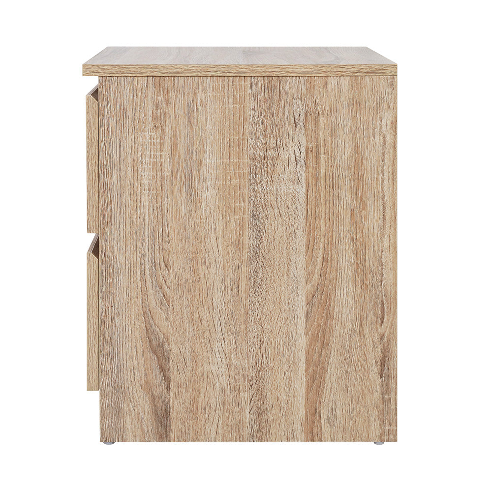 Bedside Tables: Artiss Bedside Table 2 Drawers - PEPE Oak